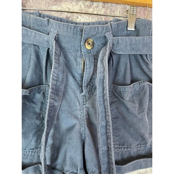 SO Blue Corduroy Cuffed Bow Pleated Short Shorts High Rise Womens 1 - Picture 4 of 10